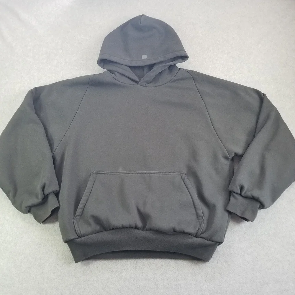Yeezy Gap Hoodie Mens Medium Black Shrunken Kanye West Cropped Pullover YZY SU22